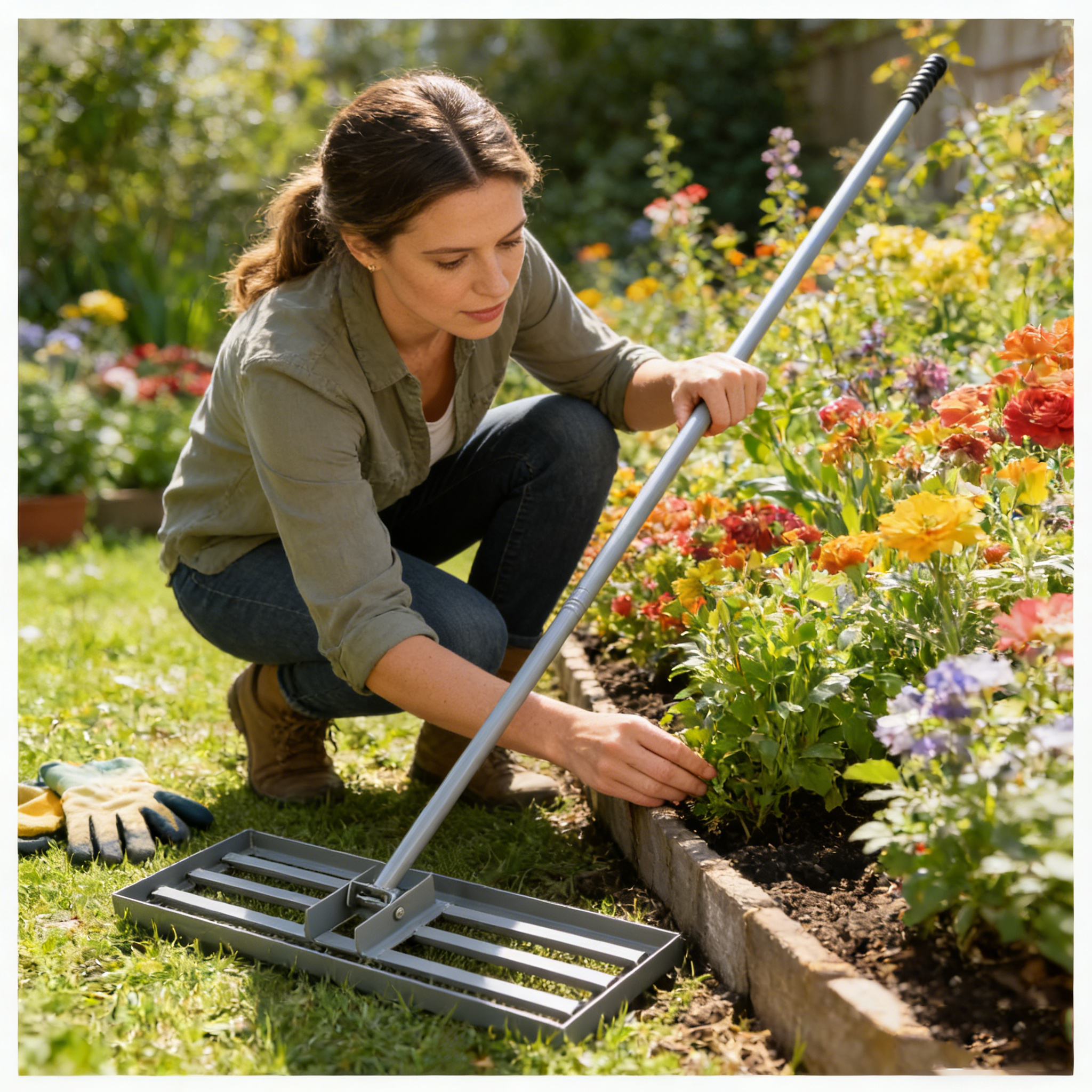 Garden backyard farmland golf course compost sand leveling with 79.5 long handle heavy duty tool lawn leveling rake