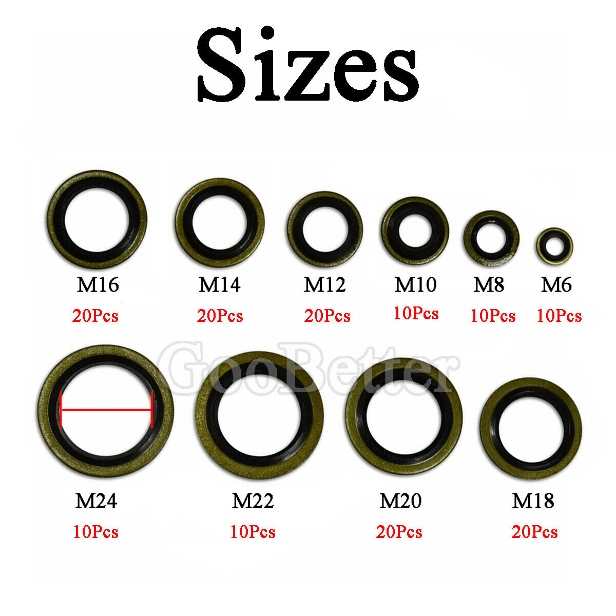 150Pcs Bonded Seal Oil Washer Set M6 - M24 Bonded Oil Petrol Copper Sealing Washer - HomeDIYer