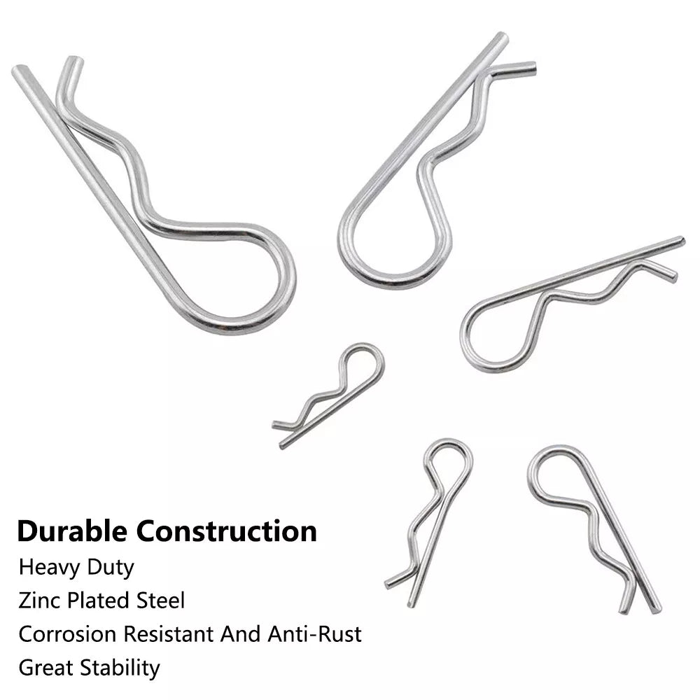 3/32'' - 5/32'' R - Shaped Cotter Pin Assortment Kit Zinc Plated Hair Pins - 150 Pcs - HomeDIYer