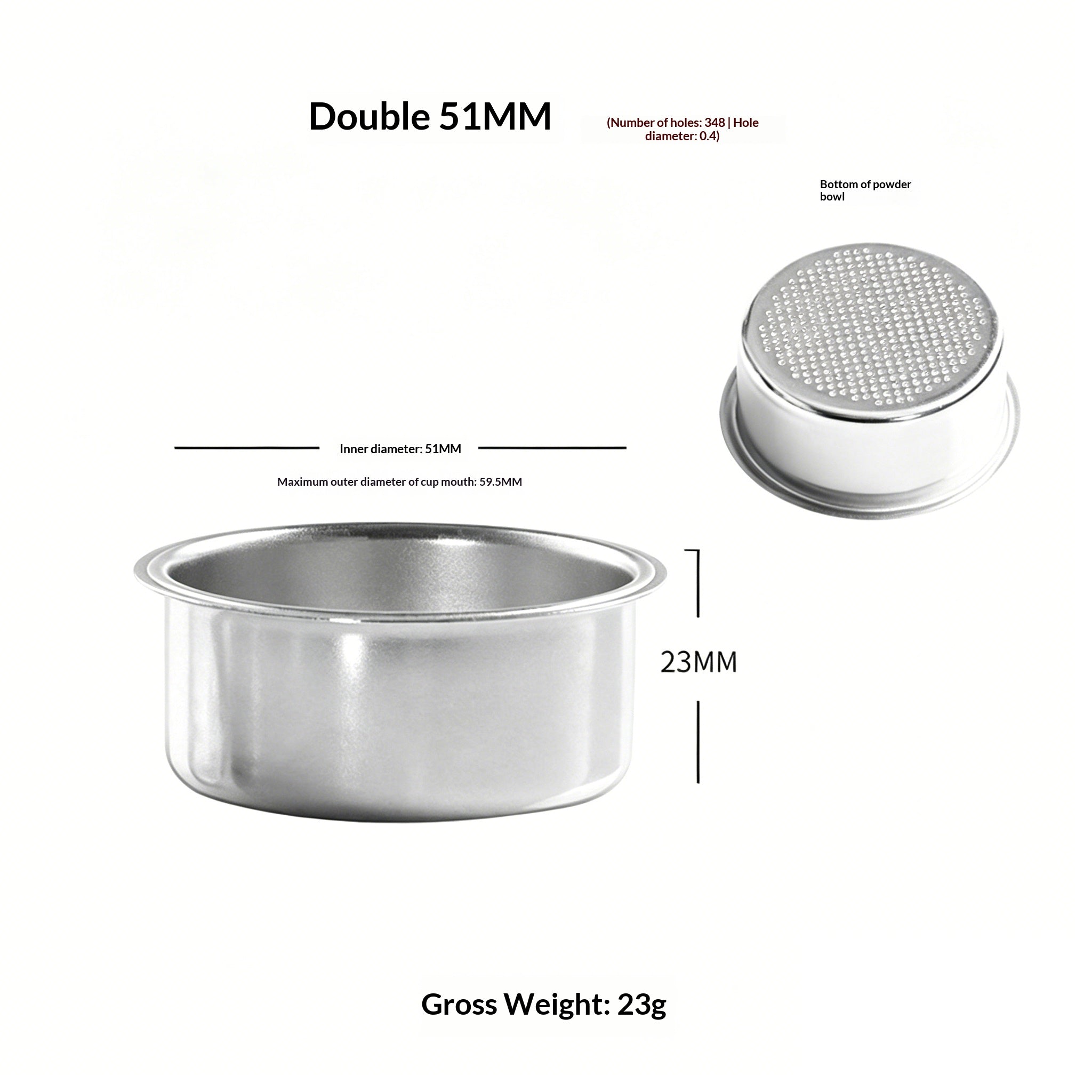304 Stainless Steel Espresso Filter Basket – 51mm / 54mm / 58mm | Single & Double Shot Precision Portafilter Cup