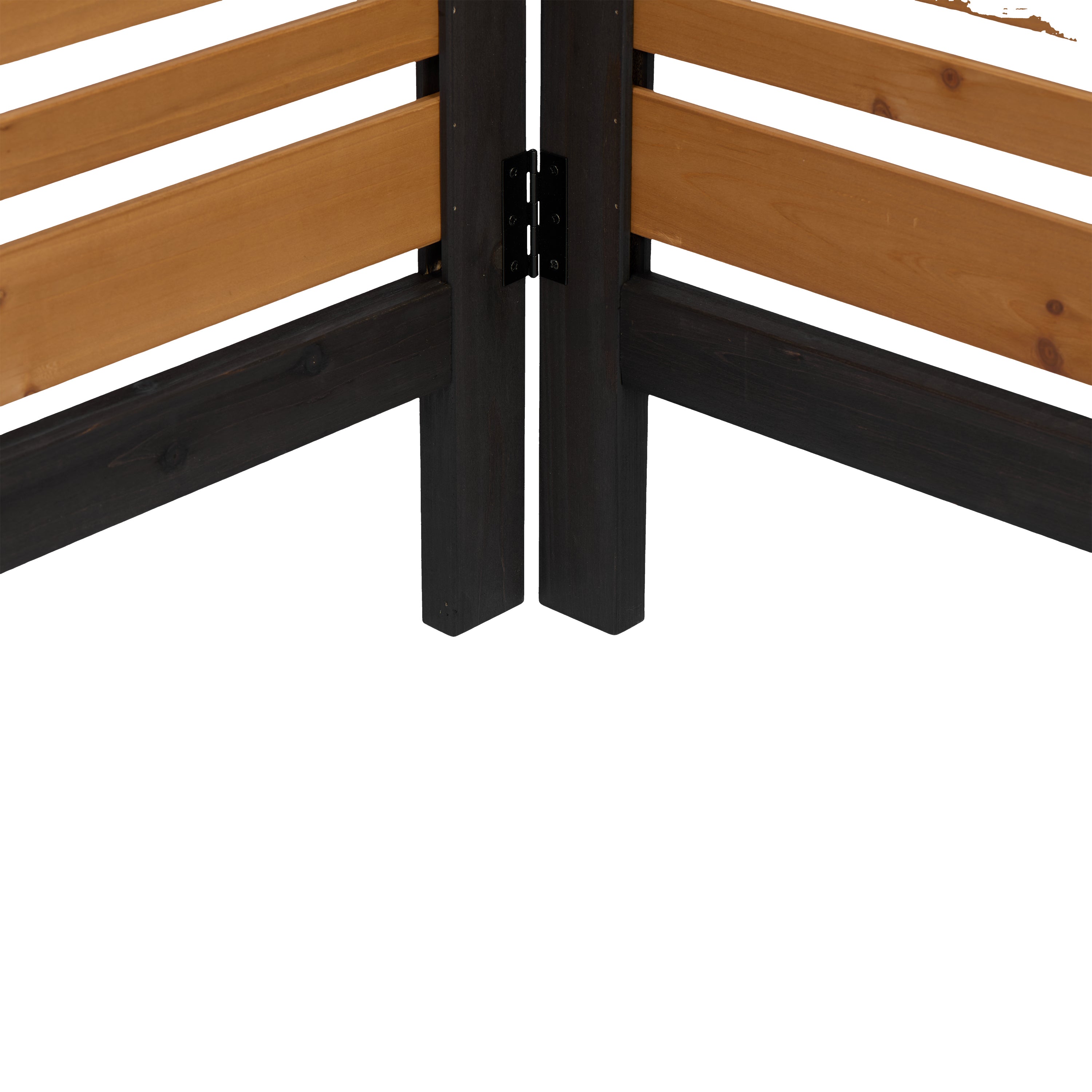 2‑Panel Solid Wood Outdoor Privacy Screen — 38" W x 42" H, Black & Gold, AC Fence & Trash Can Enclosure