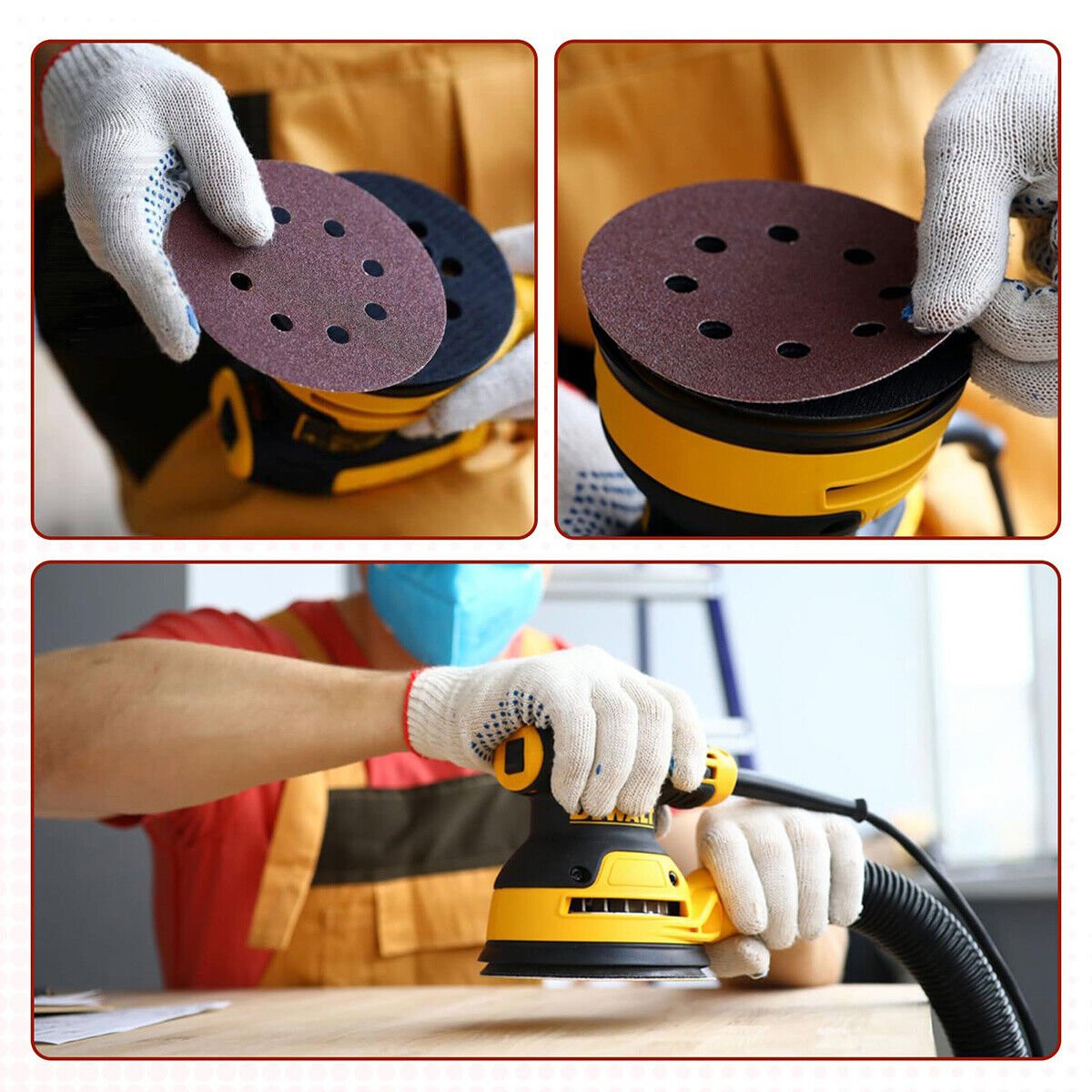 125mm 5" 8 Holes Sanding Discs Set 40 60 80 120 180 - 600 Grit For Orbital Sander - HomeDIYer
