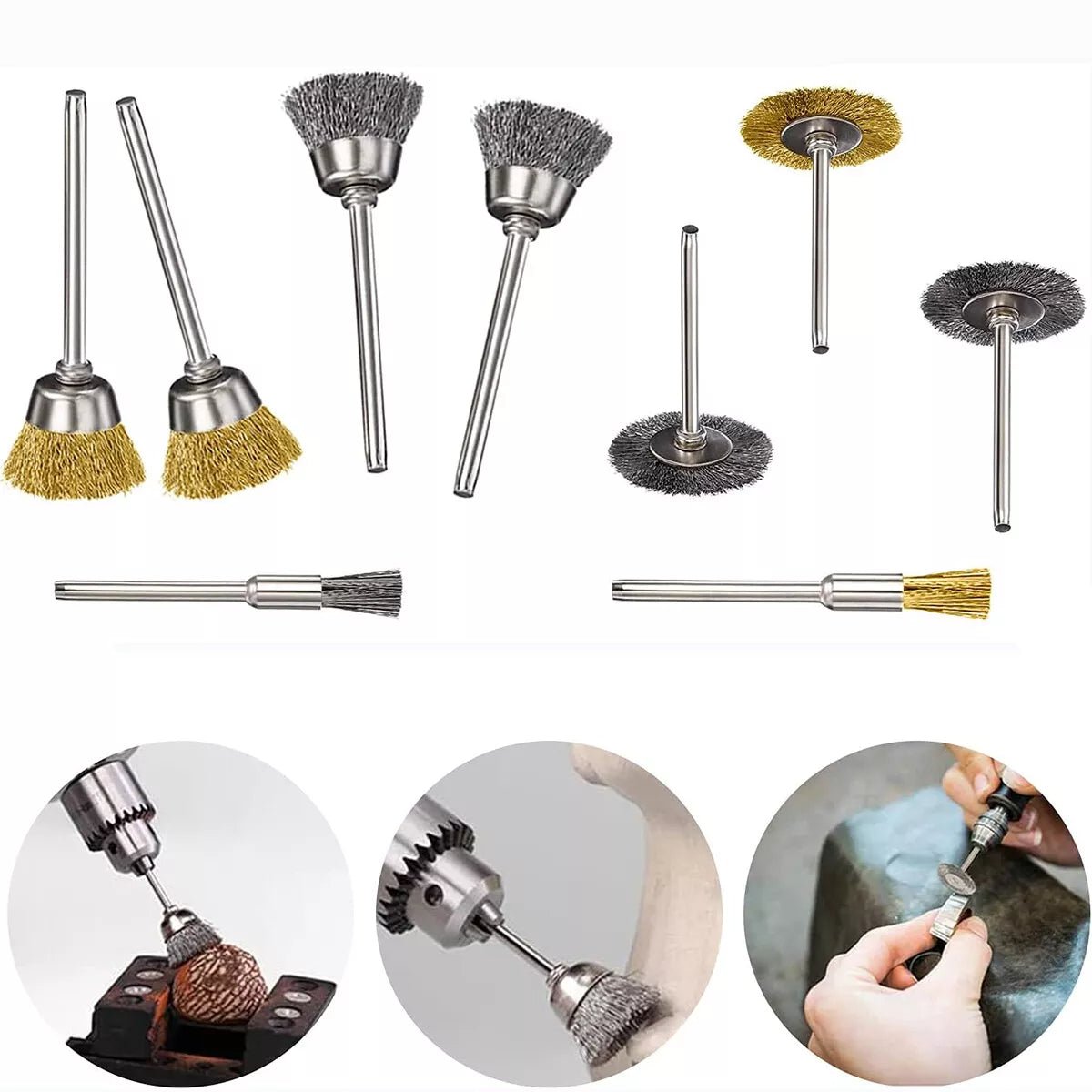 36x Steel Brass Wire Brush Disk Brush Round Brush Set Brush Drill - HomeDIYer