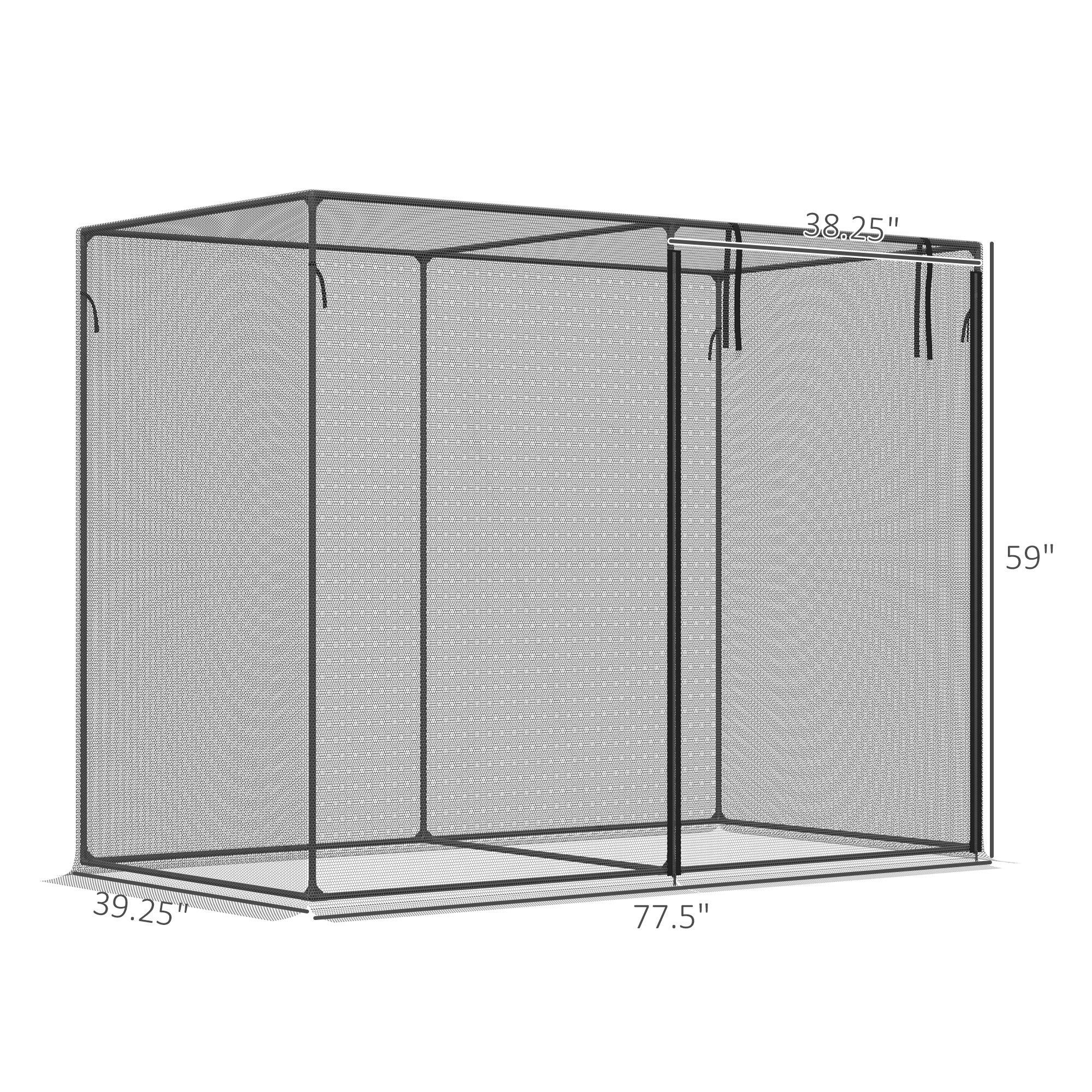 6' x 3' Crop Cage, Plant Protection Tent with Zippered Doors for Vegetable Garden, Backyard, Black