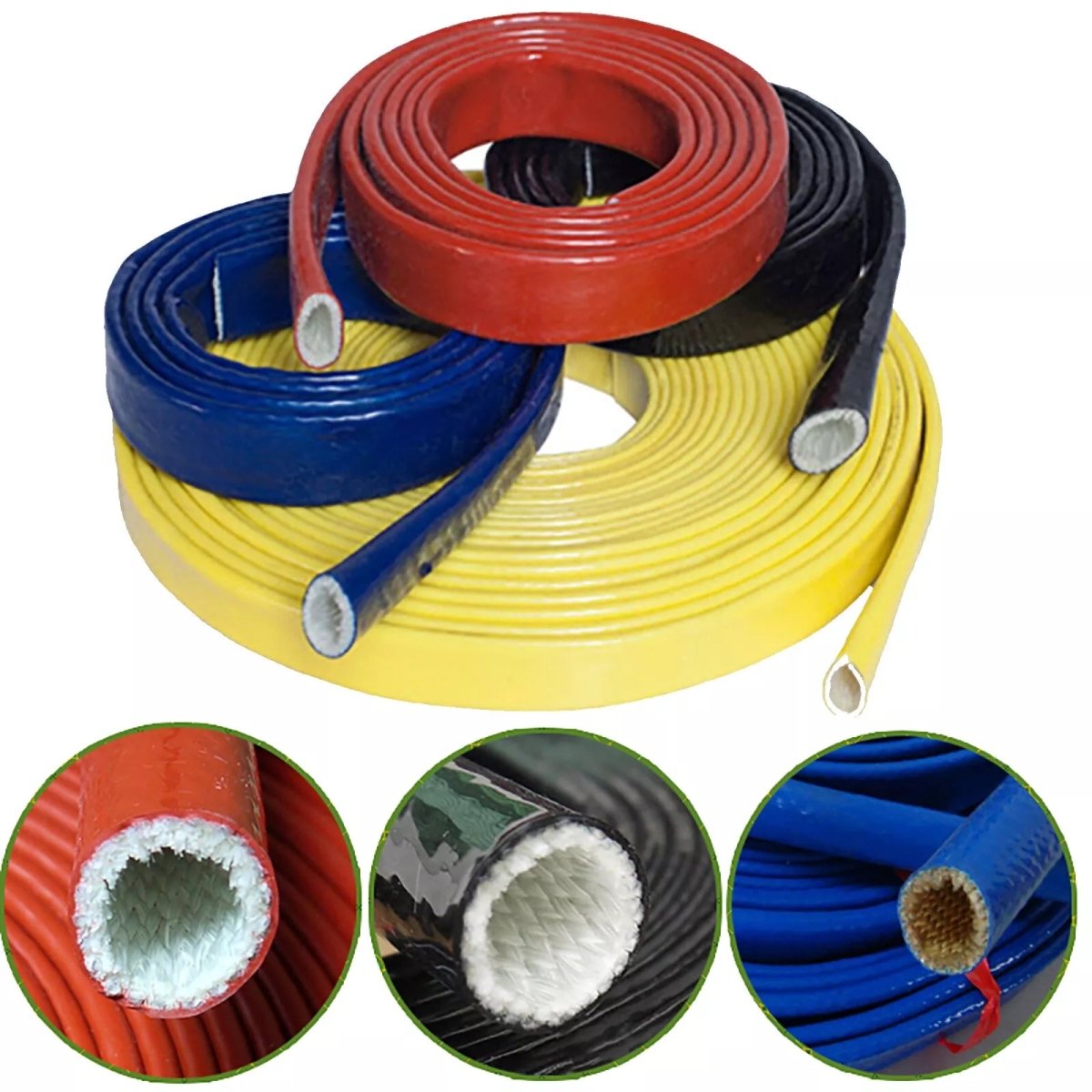 Heat Shield Fireproof Silicone Rubber Coated Braided Fiberglass Shielded Sleeve - HomeDIYer