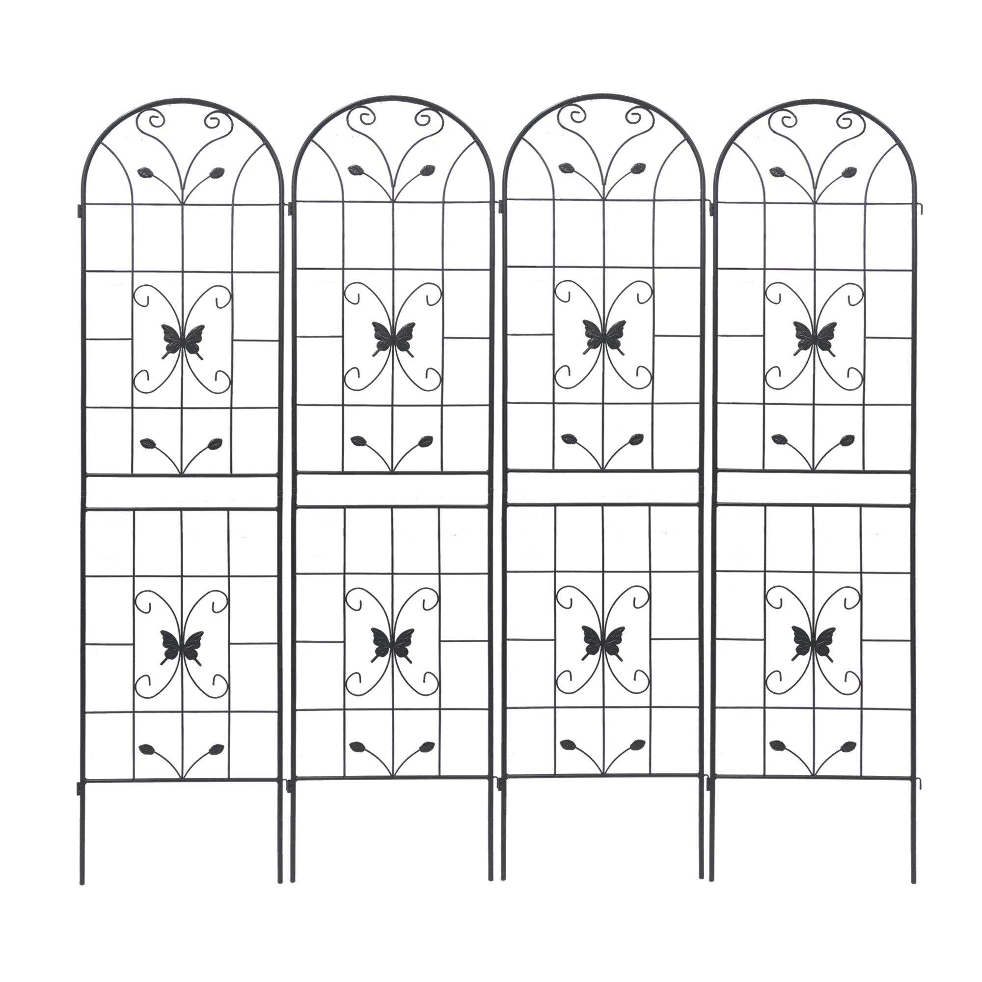 Metal Garden Trellis for Climbing Plants – Rustproof Powder Coated, Cream White & Black (2 or 4-Pack)