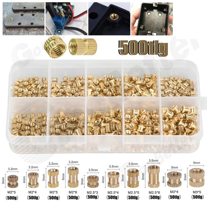 500 Pcs Press - In Nut M2 M2.5 M3 Drive - In Nut Knurled Nut Threaded Insert - HomeDIYer
