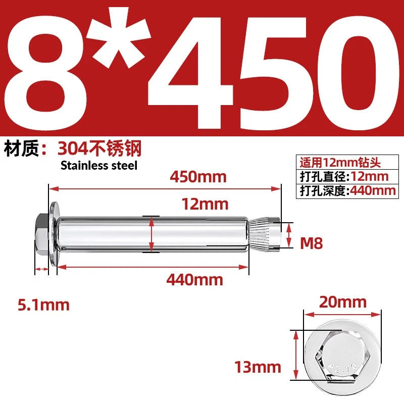 Stainless Steel Masonry Concrete Expansion Anchor Bolt — M6 M8 M10 M12 M16 | 304 & 201 SS