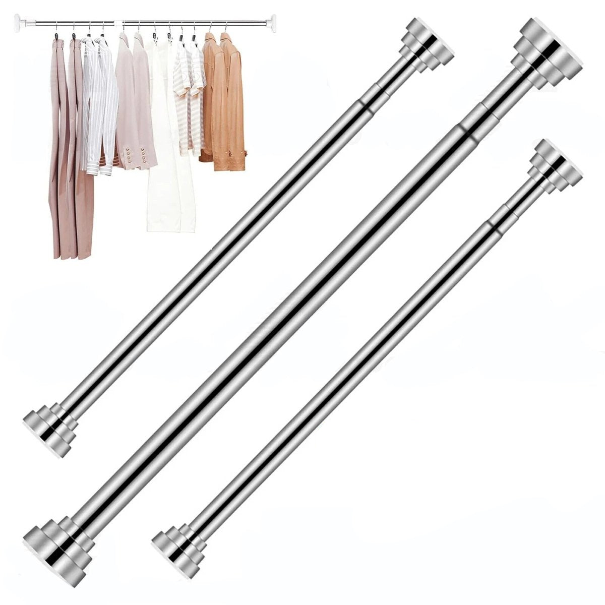 50~77cm Extendable Telescopic Clothes Curtain Pole Rail Rod Bath Door Window Wardrobe - HomeDIYer