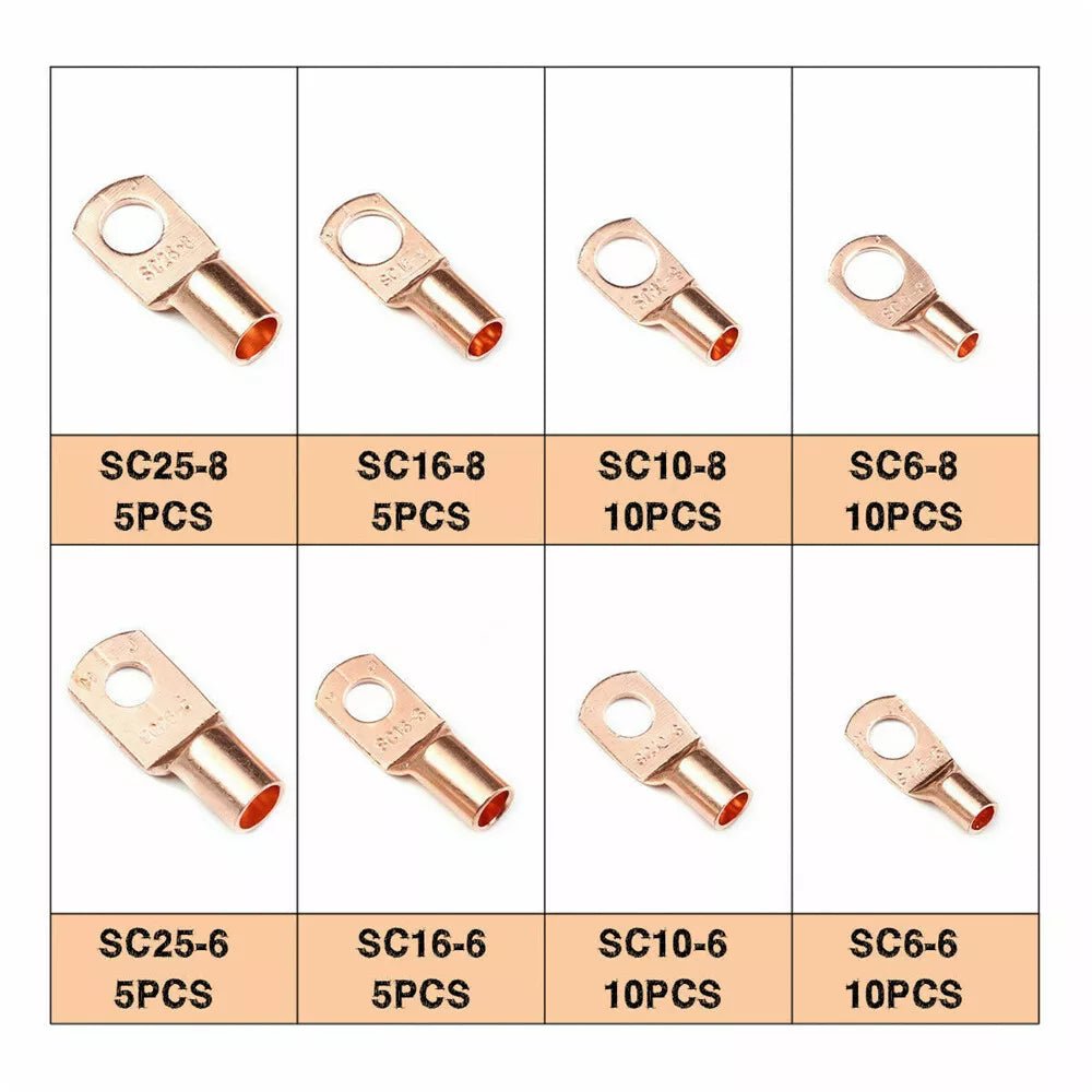 120Pcs Copper Wire Lugs with Heat Shrink Set, Battery Cable Lugs Battery Cable Ends Ring Terminals Connectors - HomeDIYer