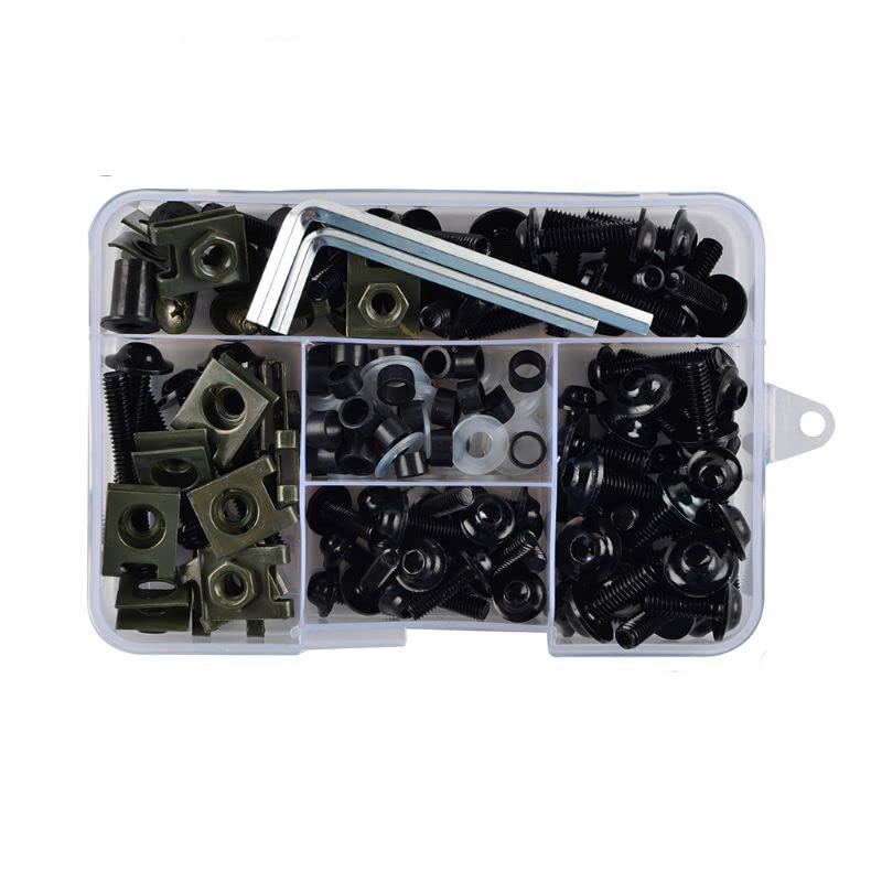 177 pieces Motorcycle fairing screws Windshield screws set M5 M6 aluminum Black/Red - HomeDIYer