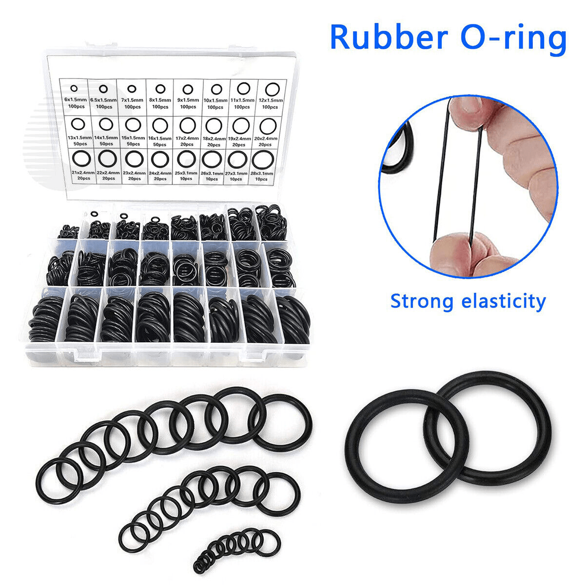1200x O - Ring Nbr Rubber Sealing Rings Set 24 Sizes Rubber Seals+4x Mounting Hooks - HomeDIYer