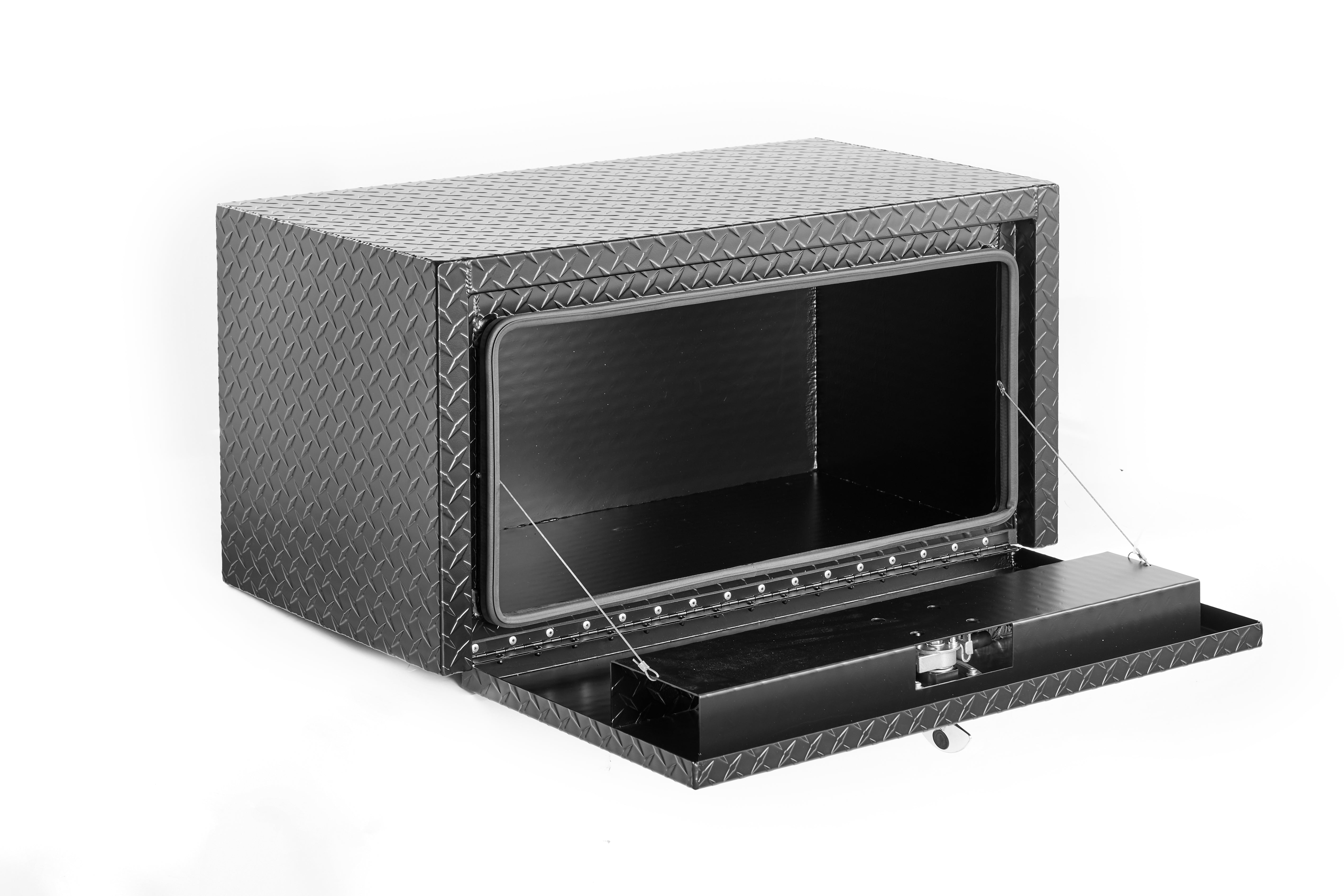 36" Aluminum Underbody Truck Tool Box — Heavy‑Duty Matte Black Diamond Plate, Waterproof & Lockable