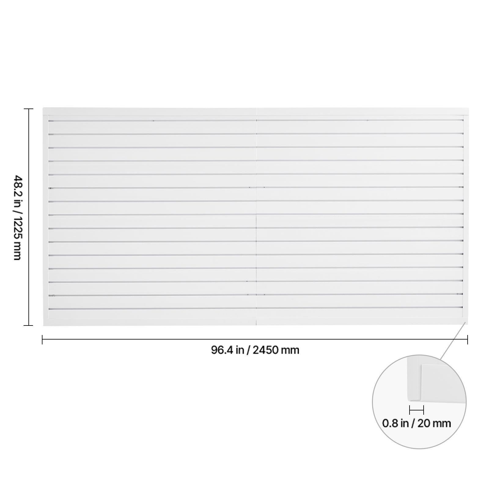 8 x 4 ft Slat Wall Paneling PVC White Garage Slatwall with Modular Design