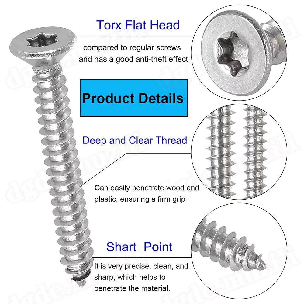 130pcs M4 M5 M6 Self - tapping screws Torx countersunk head wood screws stainless steel - HomeDIYer