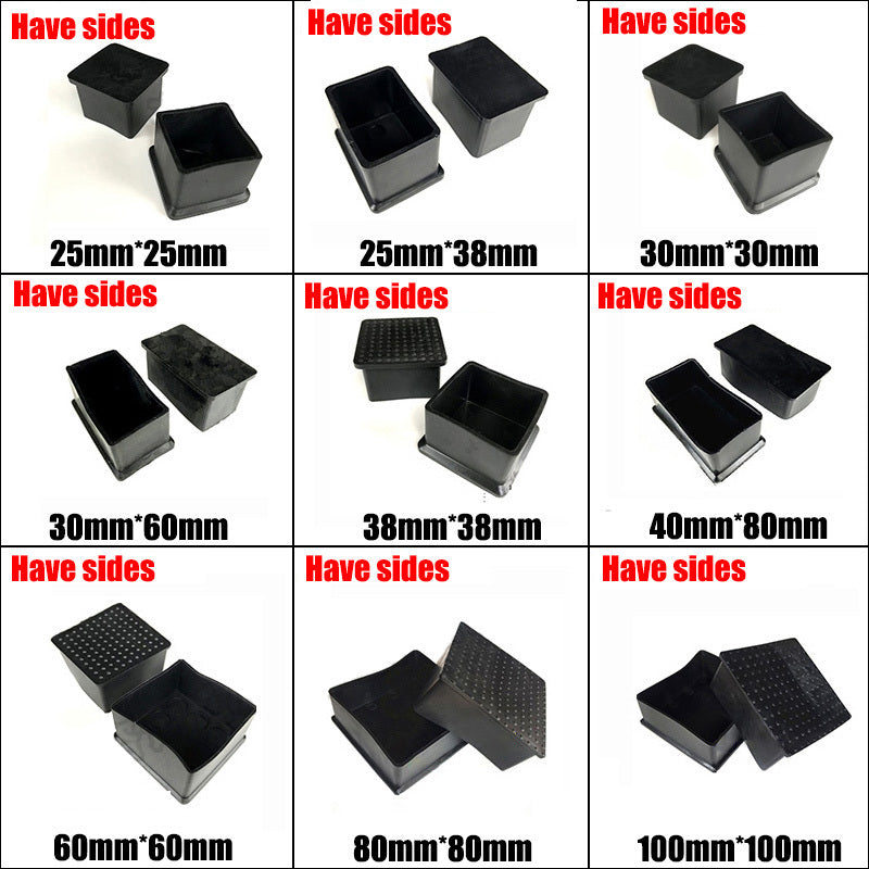 PVC rubber end cap installed on table leg for floor protection