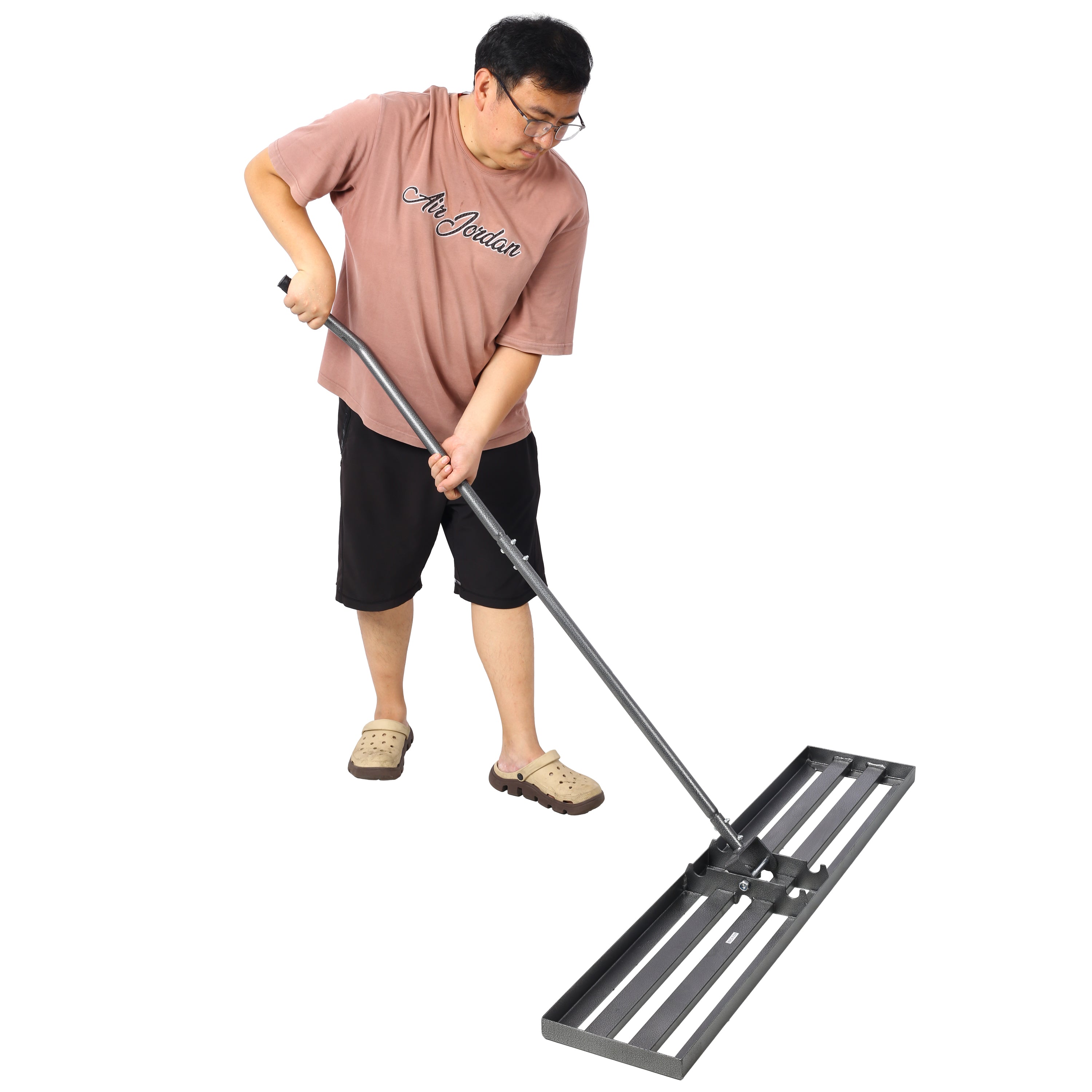 Lawn Leveling Rake, 48"x10" lawn Leveling Tool, Heavy Duty Effort Saving Lawn Level Tool, 7FT Steel Handle Lawn Leveler for Yard Garden Golf Course, Ease Level Soil Sand Dirt Surfaces and Fertilizer