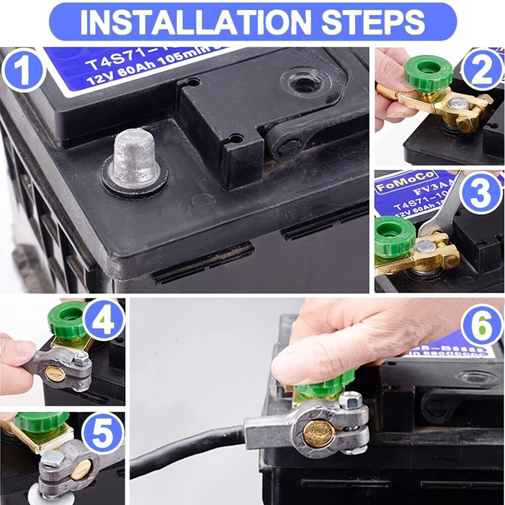 2x Car Battery Terminals Quick Disconnect Auto Boat Post Off Master Kill Switch - HomeDIYer