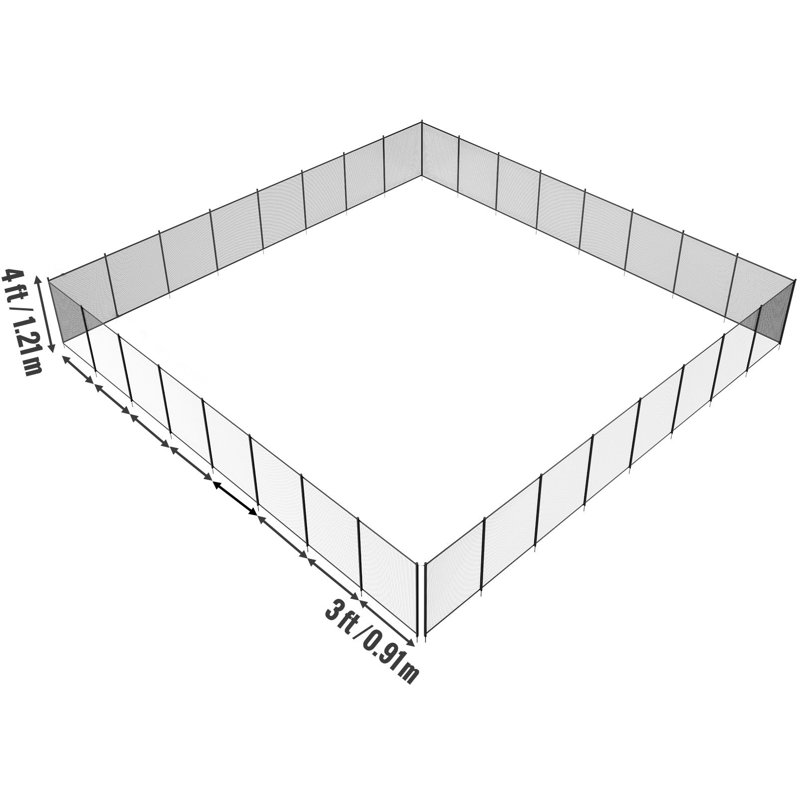 4ft x 96ft Removable Pool Safety Fence — DIY Child & Pet Protection Mesh for Inground Pools Black