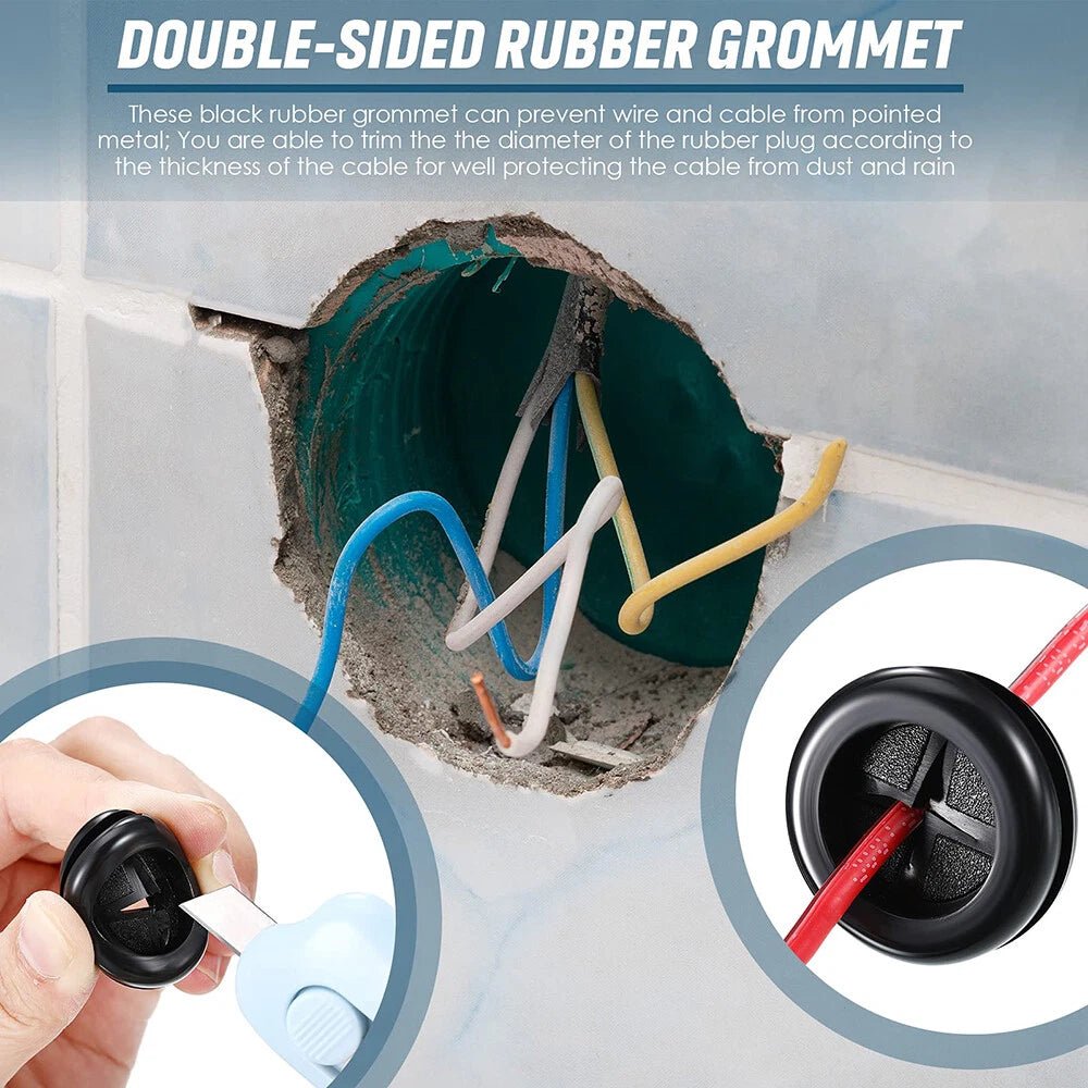Round Rubber Plug Hole Grommet for Protecting Cable Wire Hole Plug 16mm - 100mm - HomeDIYer