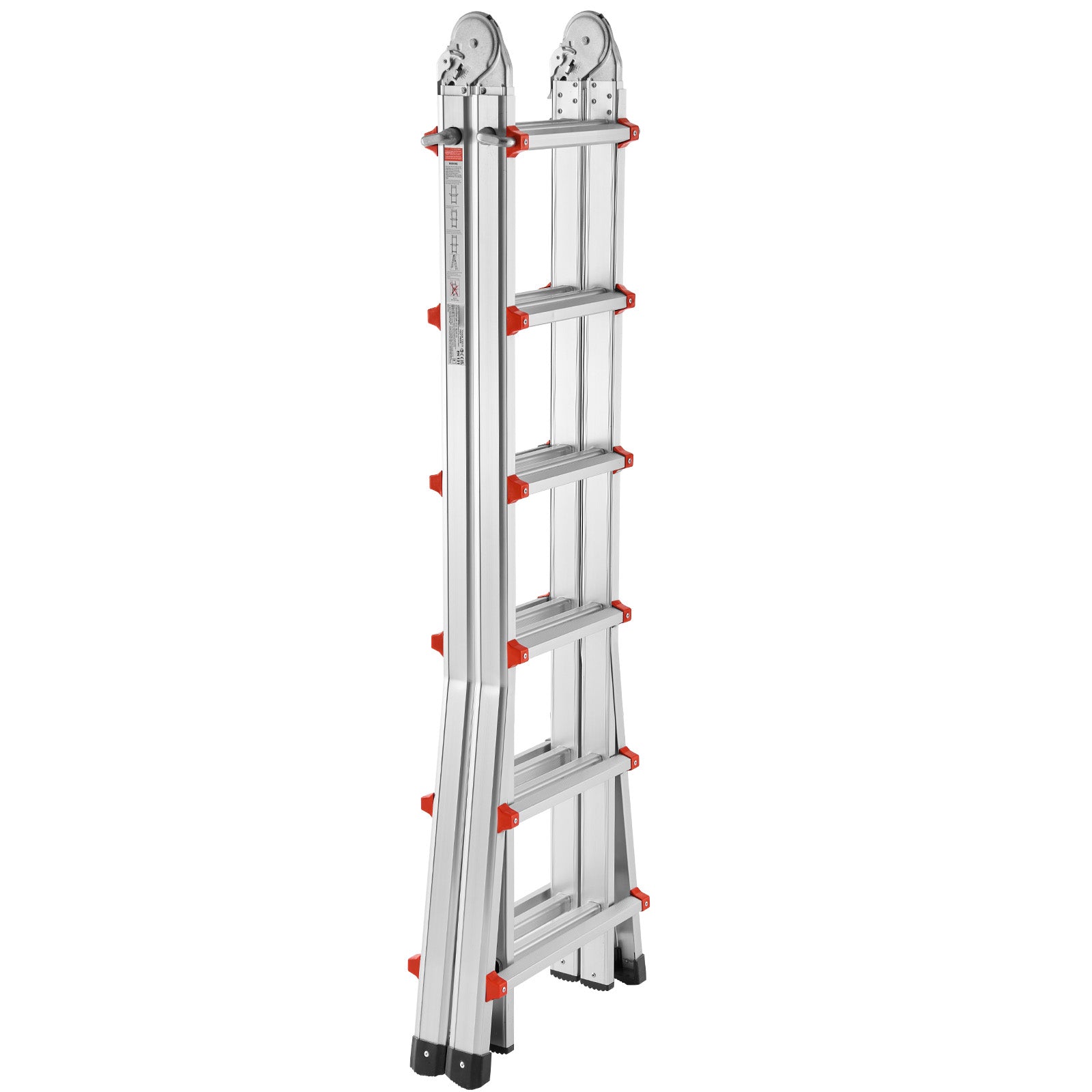20.5FT Telescoping A‑Frame Aluminum Ladder — 330 lb Capacity, No Assembly, Dual Wheels, Silver