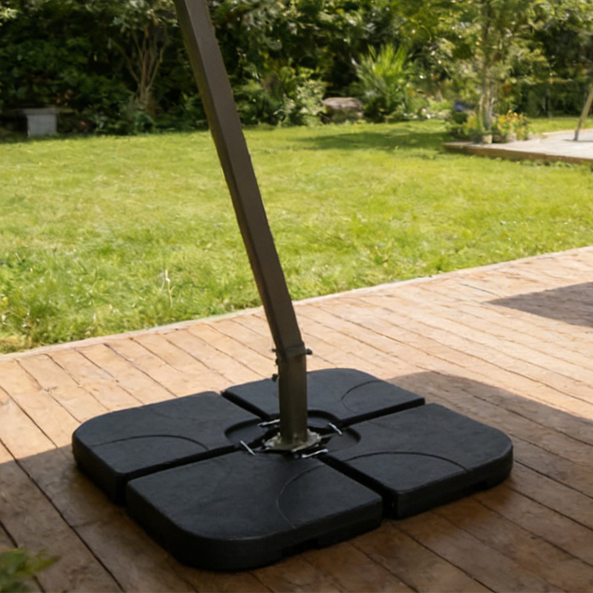 Heavy-Duty Offset Patio Umbrella Base, 4-Panel HDPE, Refillable to 220 lbs, Black