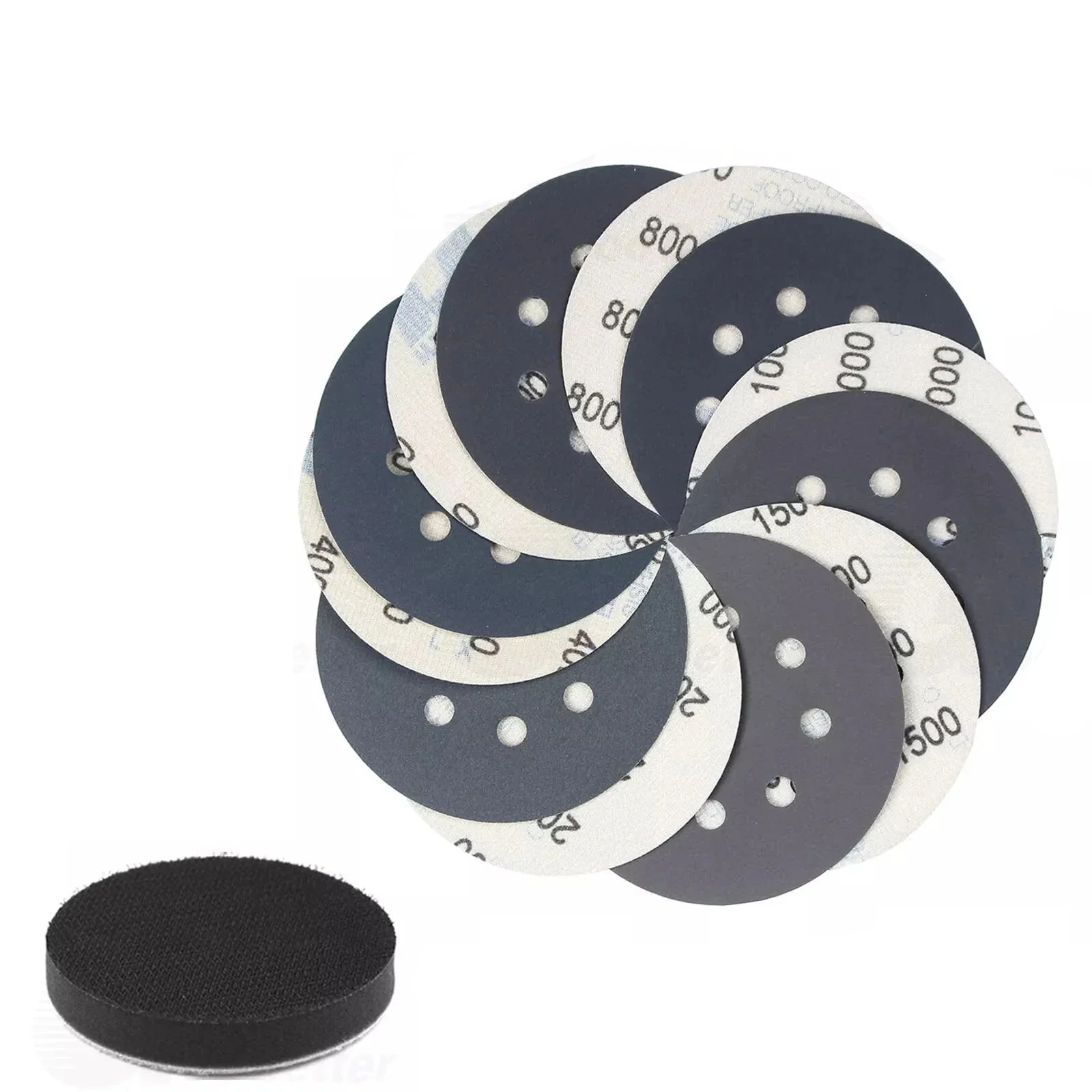 5 Inch 400-2000 Grit Sanding Discs Hook Loop Orbital Sander Paper,Interface Pad