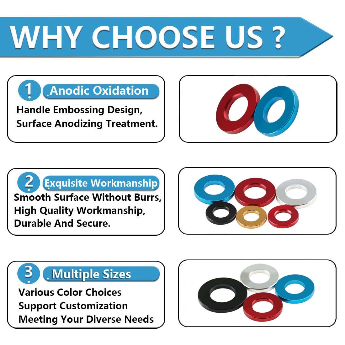 M8 M10 Colore Aluminium Alloy Metric Flat Washers Anodised Seal Washer - HomeDIYer