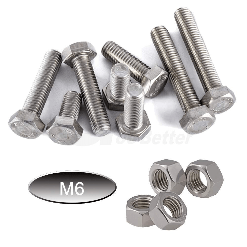 84pcs M6 Hex Head Bolts and Nuts Set Stainless Steel Metric Fully Threaded Screws - HomeDIYer