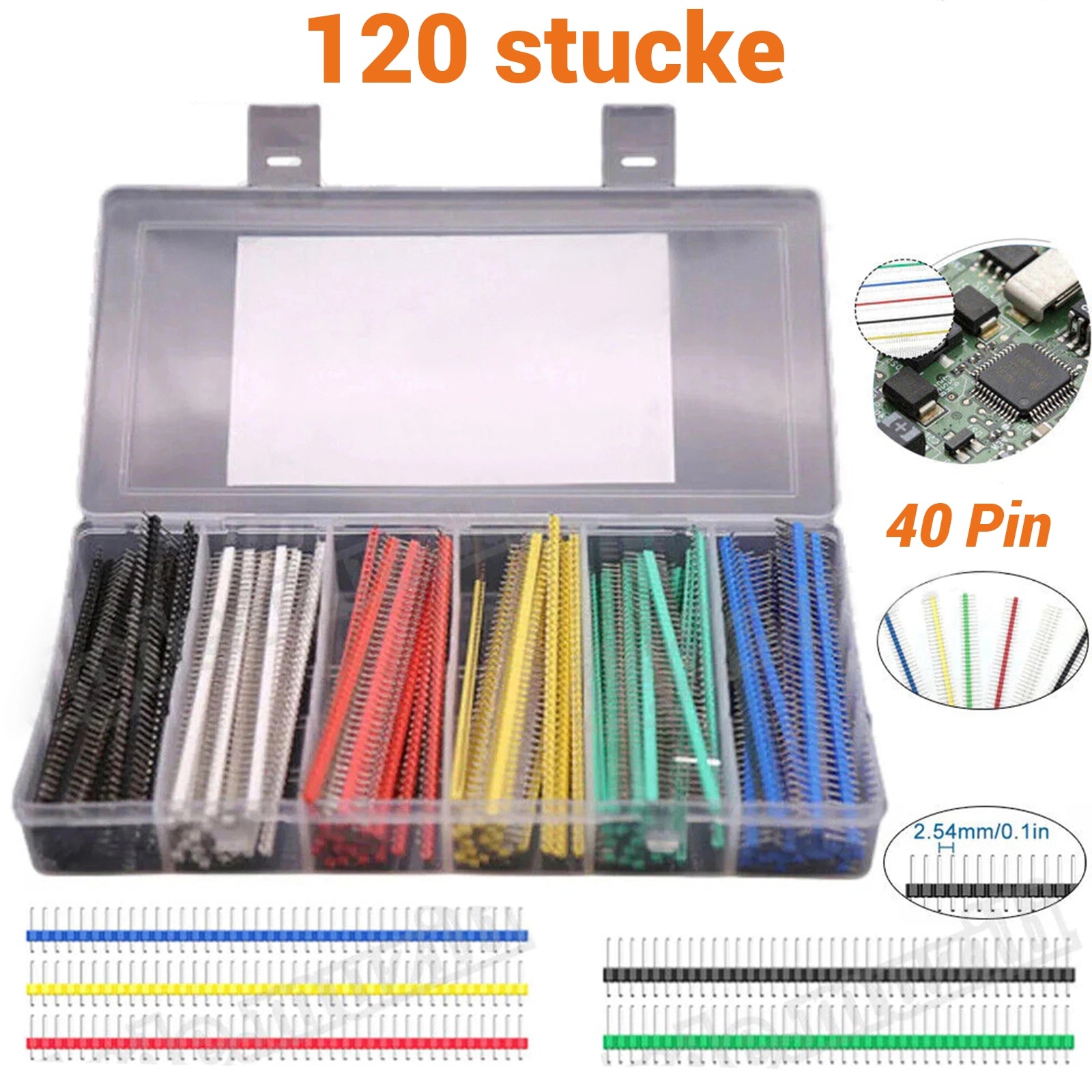 120pcs Pin Header 40 Pin Single Row 2.54mm PCB Board Pin Header Connector Strip - HomeDIYer