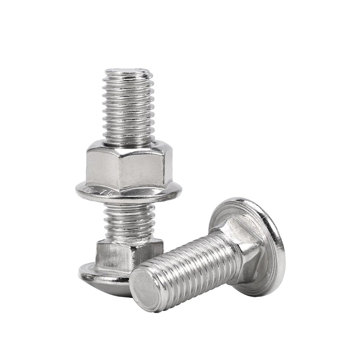 Stainless Steel A2 Carriage Bolts with Flange Nuts — M3 to M12 Cup Square Coach Screws Set - HomeDIYer