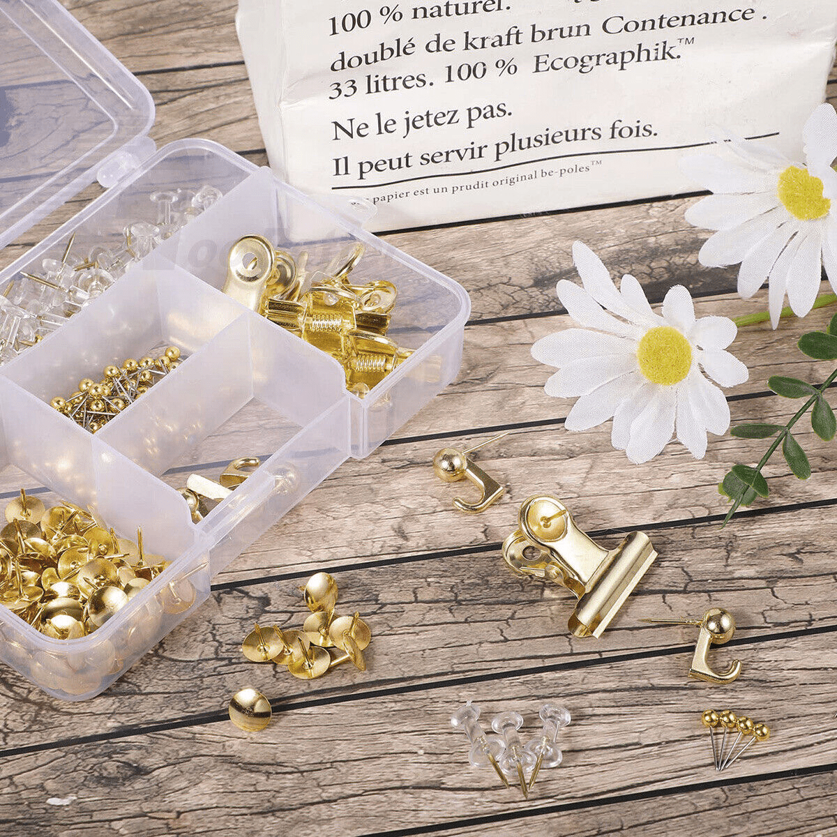 310x Thumbtacks Set Gold 5 Styles Tacks Tacks For Corkboard Office - HomeDIYer