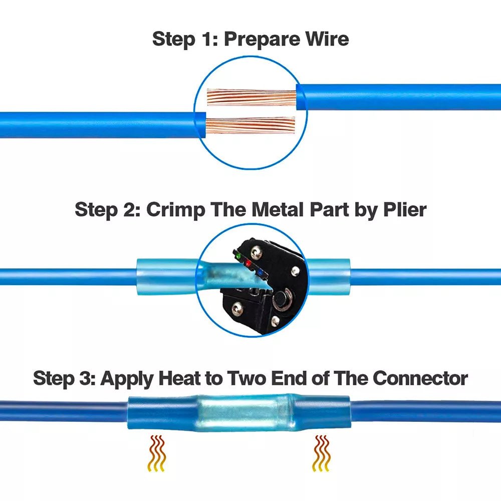 100Pcs Waterproof Seal Heat Shrink Butt Wire Splice Connectors Crimp Terminals - HomeDIYer