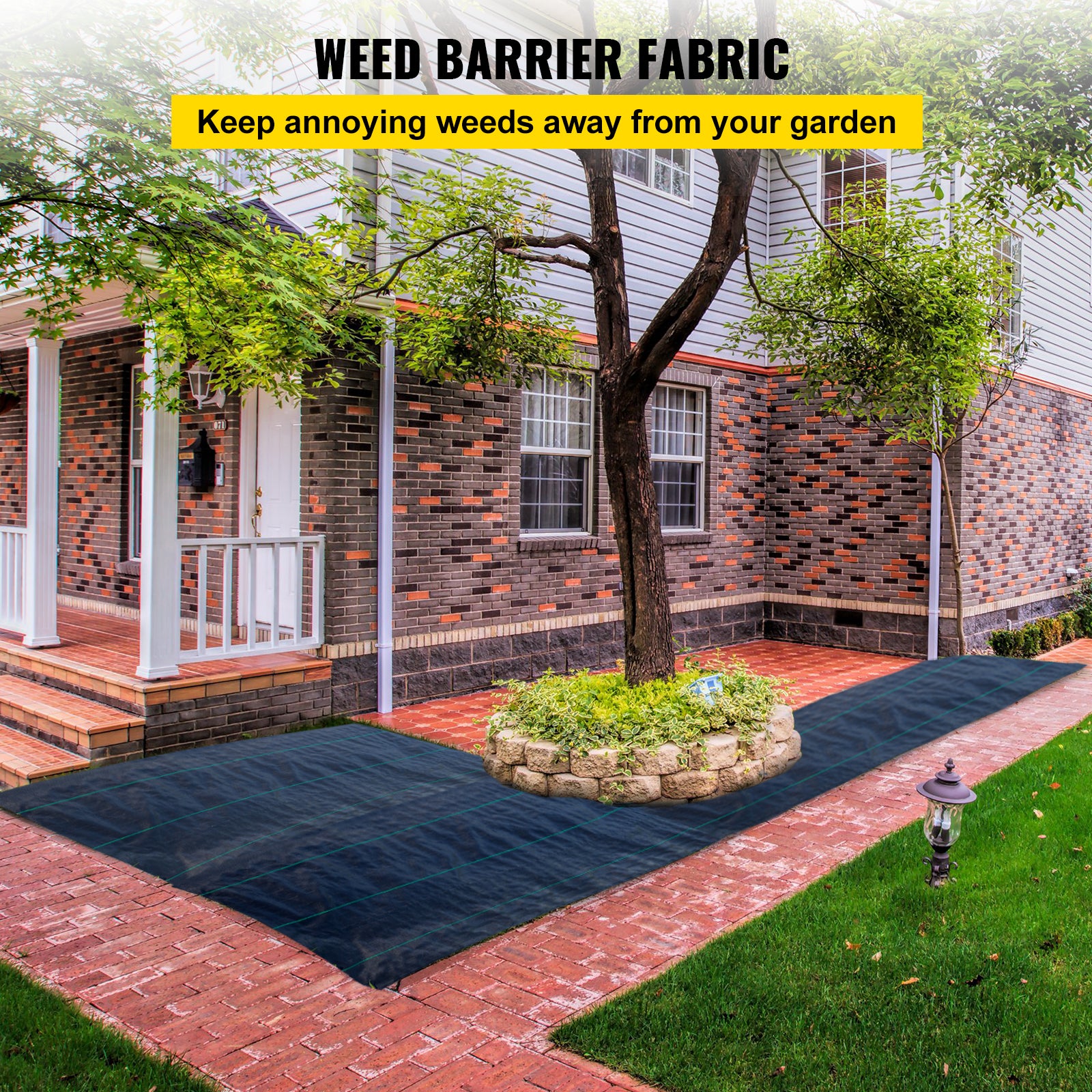6.5ft x 300ft Premium 3oz Woven Weed Barrier Landscape Fabric — Heavy‑Duty Ground Cover for Flower Beds & Underlayment Black