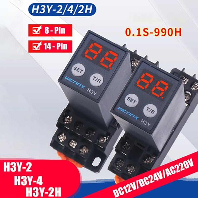 Power On Time Timer Delay Relay H3Y - 2/4/2H AC 12/24/220V DPDT 8Pin / 14Pin - HomeDIYer