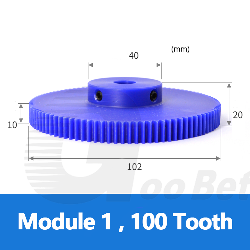 Nylon Mod 1 Spur Gear 15-150 Tooth with Step Pinion Motor Gears Bore 4-16mm Blue