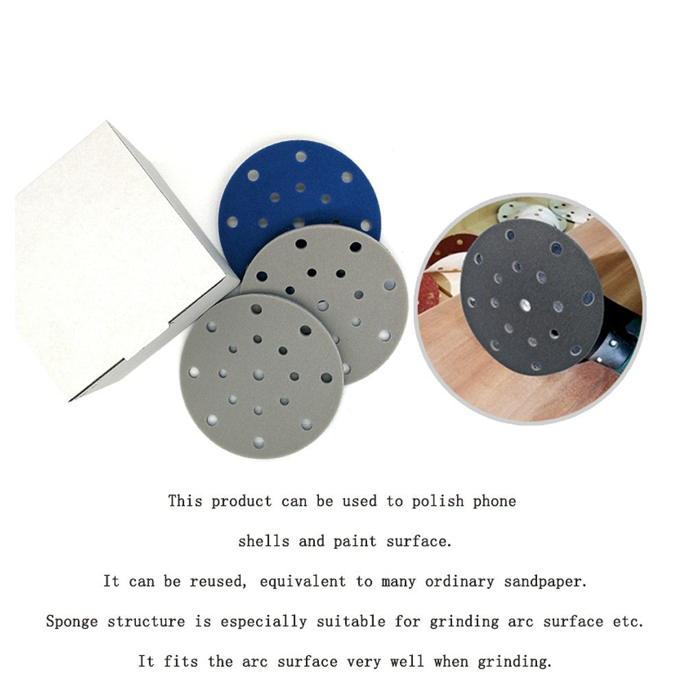 6 Inch (150mm) Hook & Loop Sponge Sandpaper 6 / 9 / 15 / 17 Hole Sanding Discs