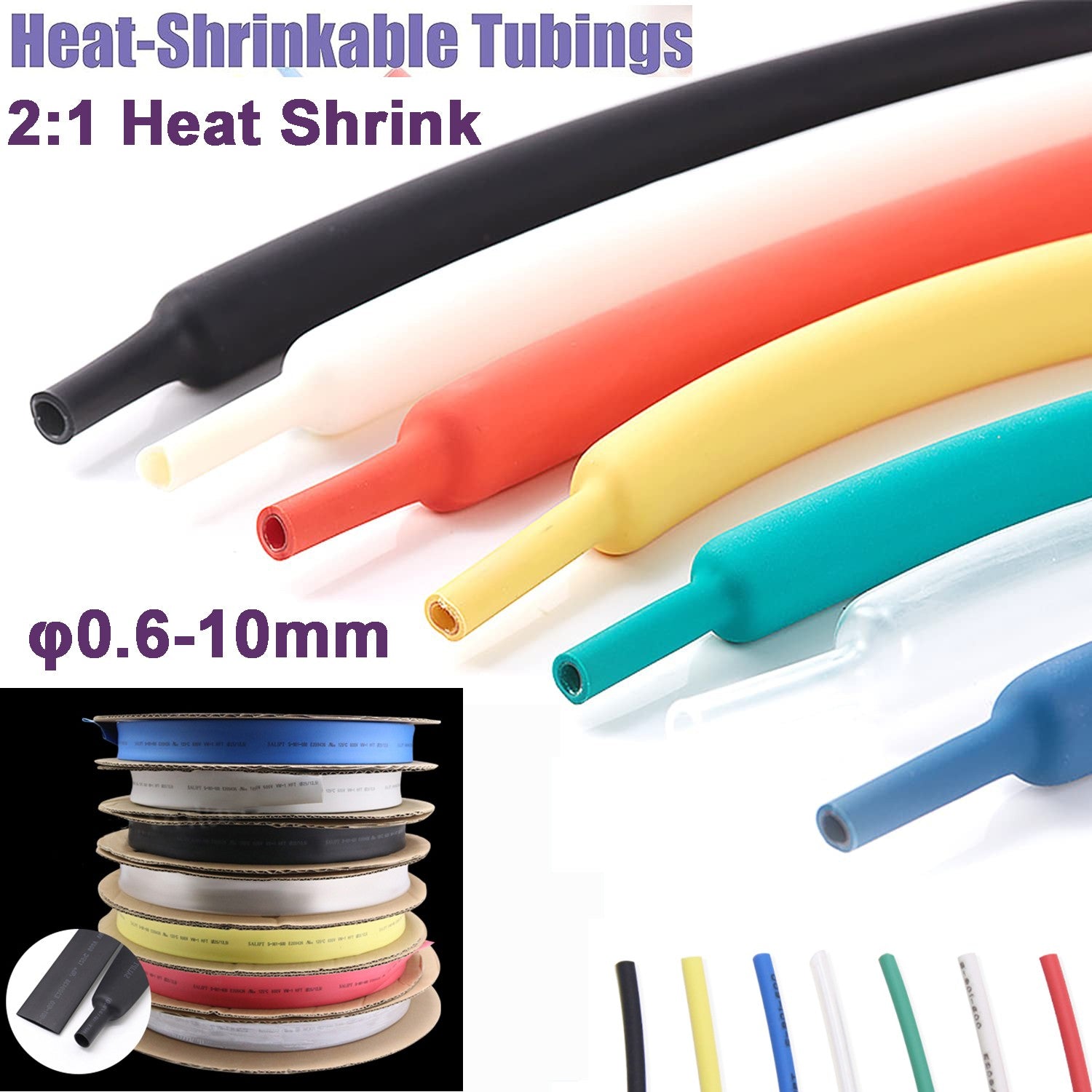 2:1 Heat Shrink Tubing φ0.6–10mm | Electrical Wire Wrap & Cable Sleeving