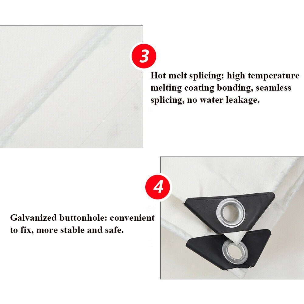 5x7ft to 10×12ft White Heavy Duty Poly Tarp Waterproof Awning Poly PVC Boat Canopy Cover Tarpaulin Tent - HomeDIYer