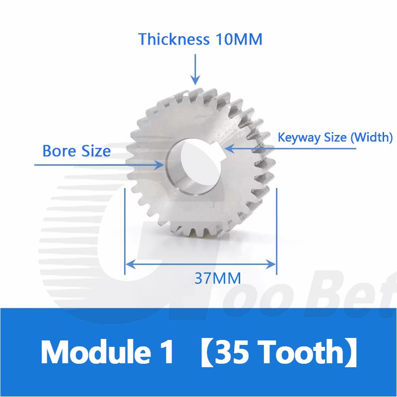 Spur Gear Module 1 Stainless Steel 12-120 Tooth Motor Pinion Flat Gear Precision