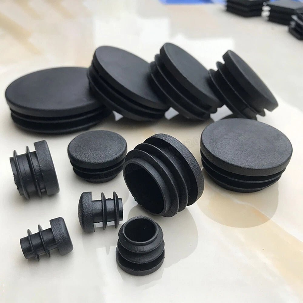 Round Plastic Blanking End Caps Pipe Tube Inserts Plugs Bungs Black 12mm - 140mm - HomeDIYer