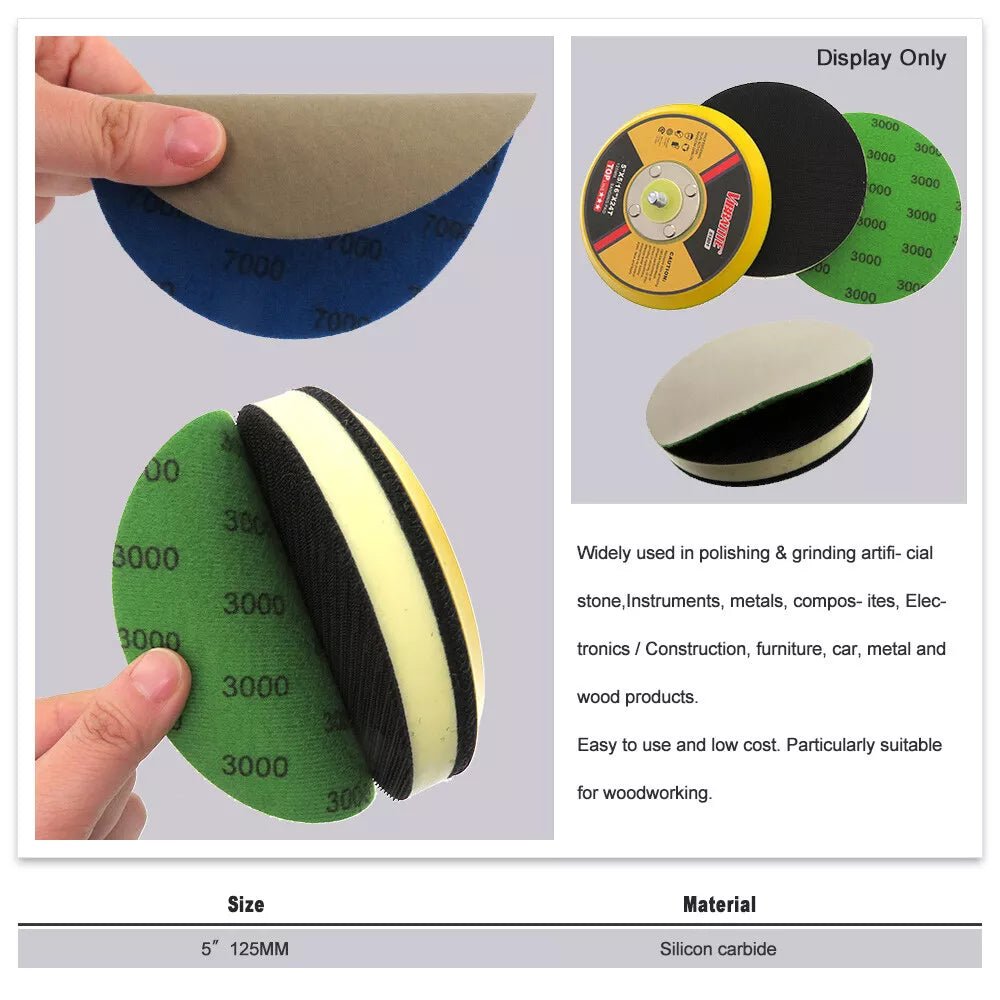 125mm 5" Wet and Dry Sanding Discs Pads Sandpaper Orbital Hook and Loop Grit - HomeDIYer