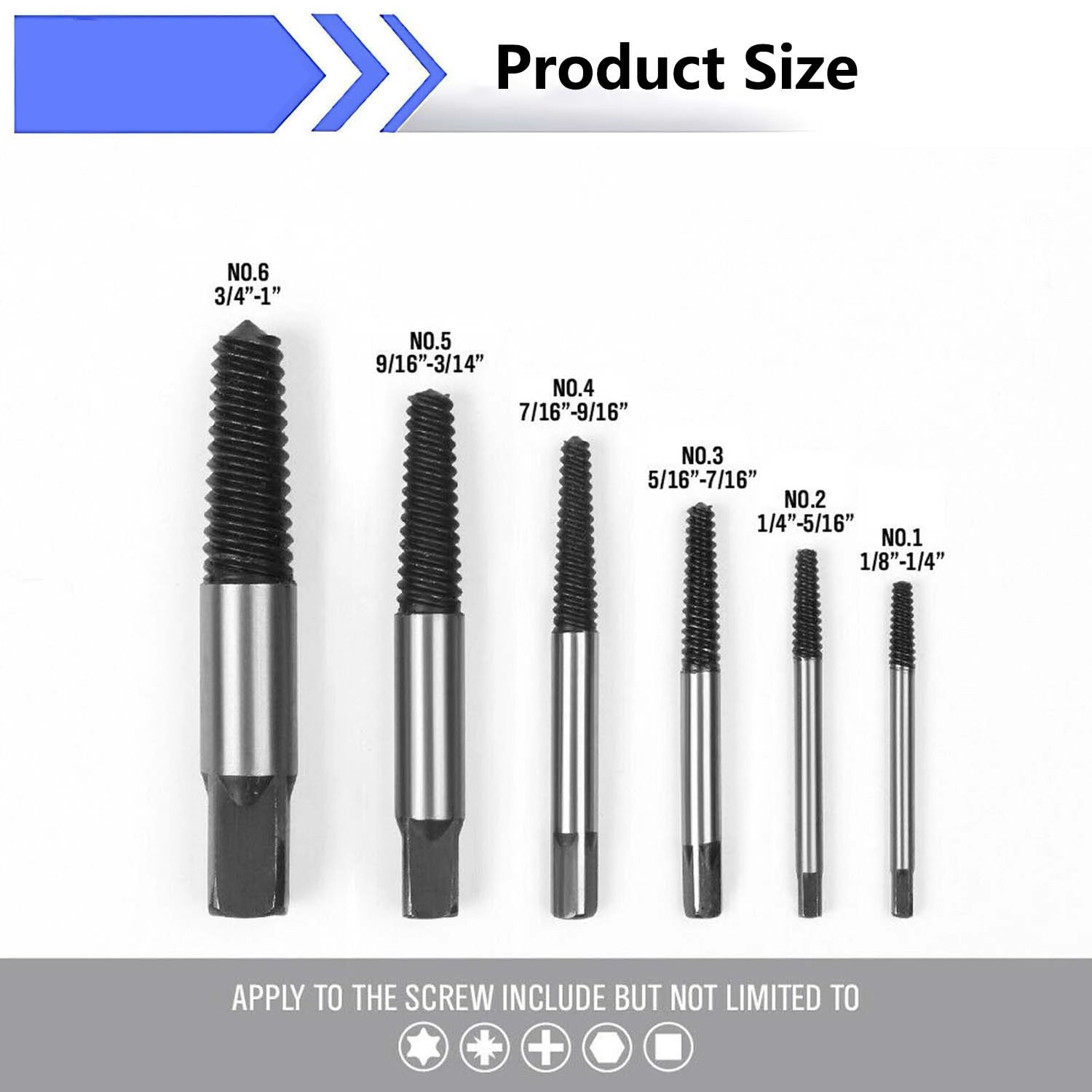 Damaged Broken Screw Remover Extractor Drill Bits 6Pcs Steel Durable Easy Out Remover Center Drill Damaged Bolts Remover Tool - HomeDIYer