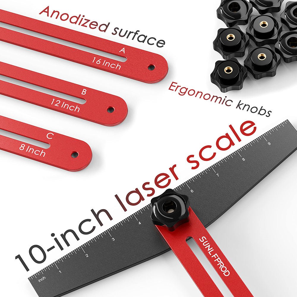Stair Tread Template Tool - Solid Stair Tread Gauge, Shelf Layout Tool & Stair Jig Tool, Stair Tread Measuring Tool,Stair Scribe Tool Compatible with Many Types of Layout Projects (Red - Gray) - HomeDIYer