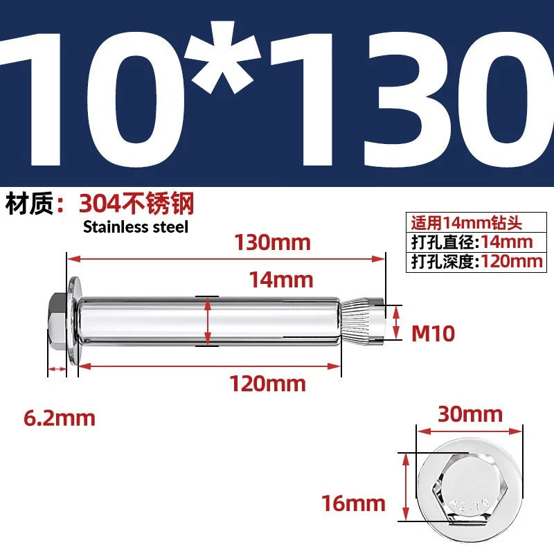 Stainless Steel Masonry Concrete Expansion Anchor Bolt — M6 M8 M10 M12 M16 | 304 & 201 SS