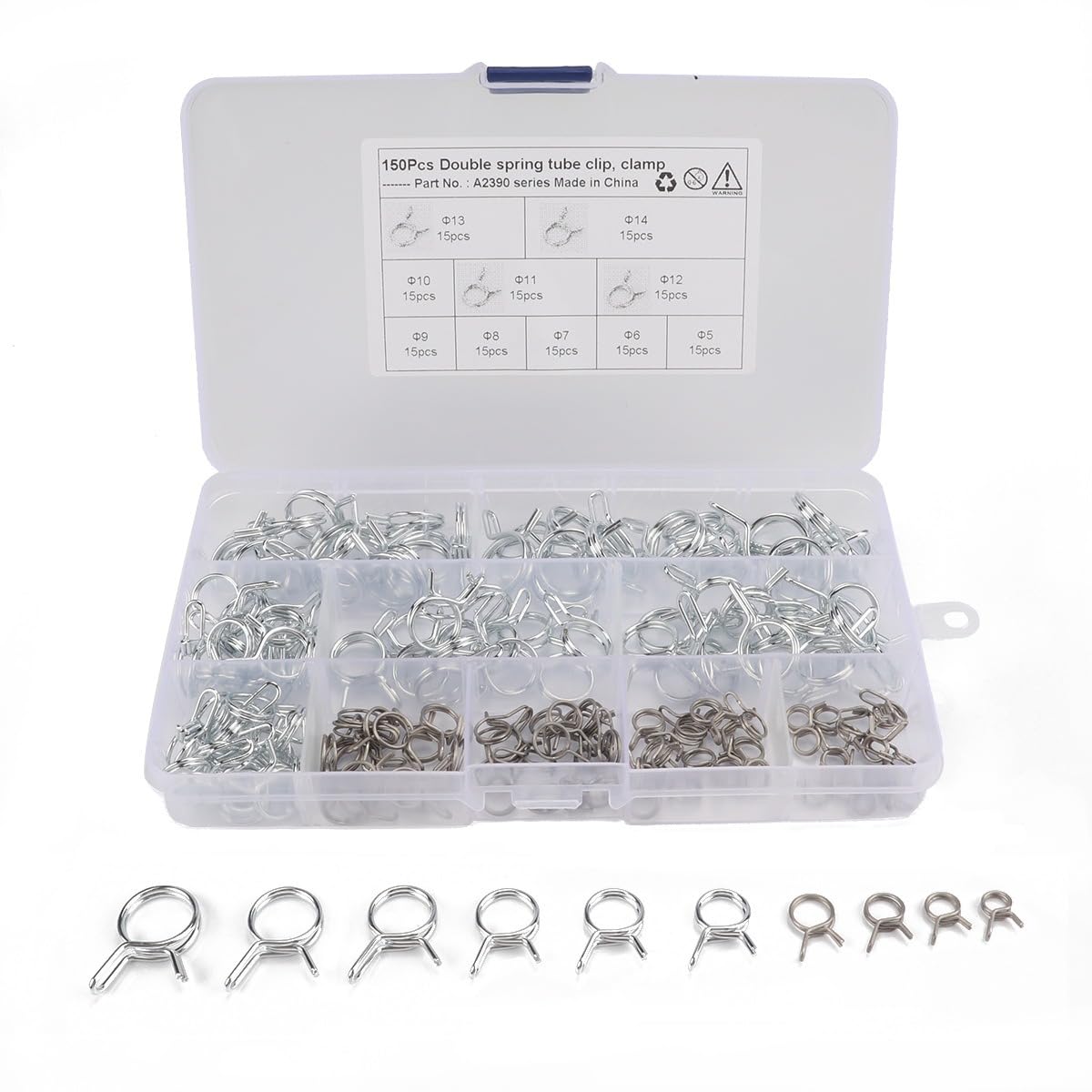 250x fuel hose spring clamps 5 - 14mm hose clamps stainless steel assortment set - HomeDIYer