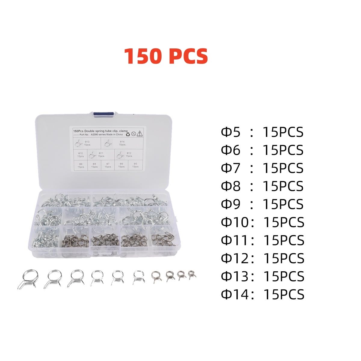 250x fuel hose spring clamps 5 - 14mm hose clamps stainless steel assortment set - HomeDIYer