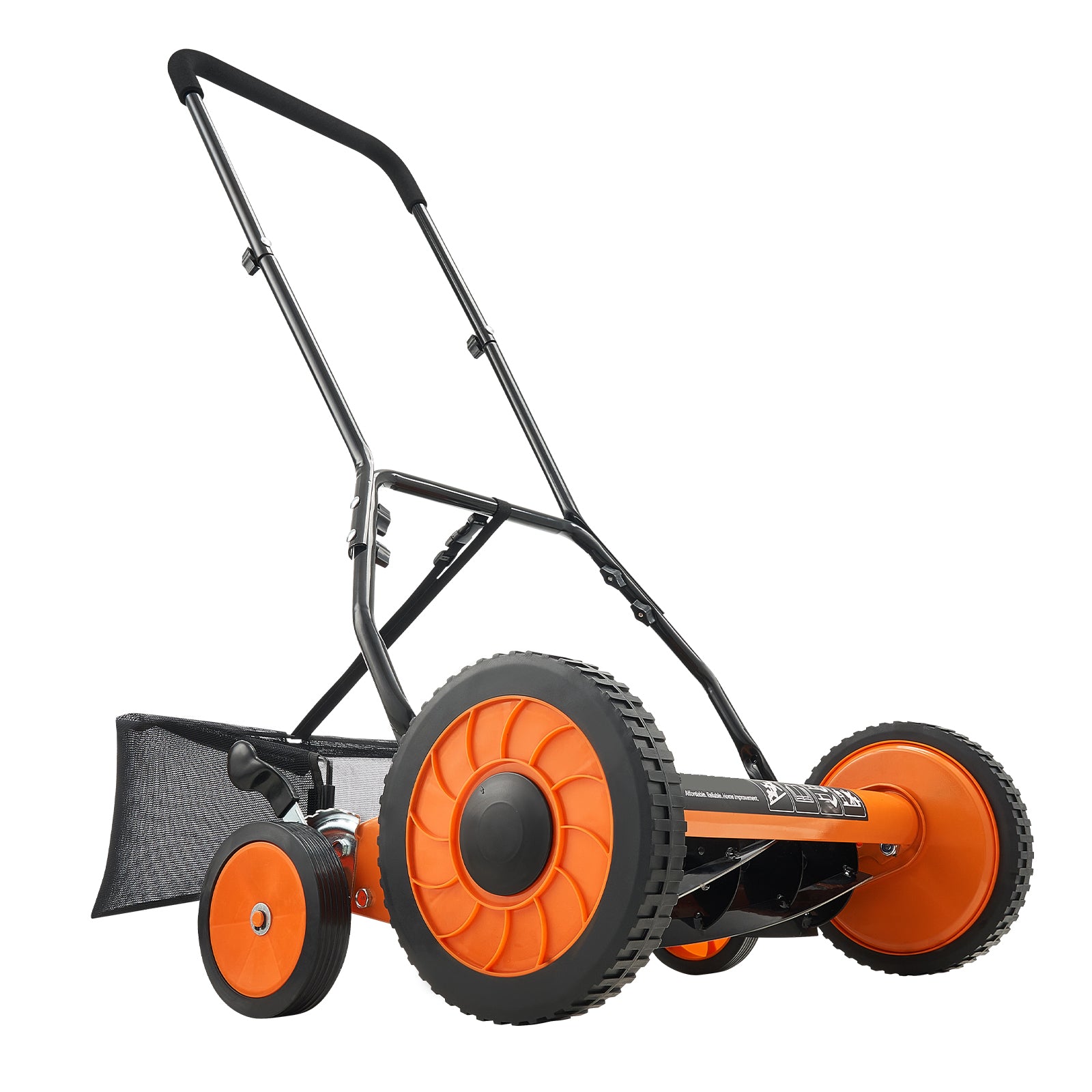 18" Manual Push Reel Lawn Mower 5-Blade Adjustable Height Grass Catcher 4 Wheels