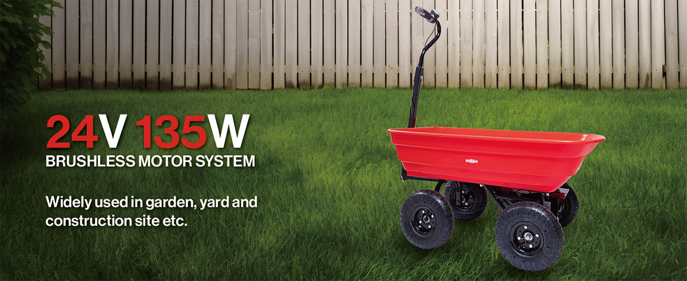 Four-wheeled electric cart 24V 180W lead-acid battery 264 lbs (120 kg) electric one-wheeled wheelbarrow 75L electric garden cart plastic pot capacity 2.6 cu.ft. wheelbarrow electric wheelbarrow