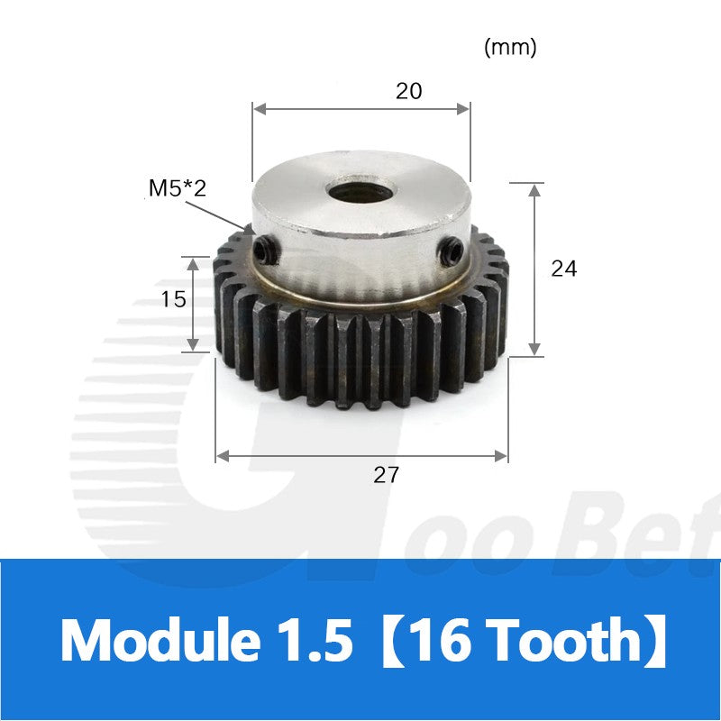 Spur Gear C45 Steel Mod 1.5 with Hub 12-60 Tooth Motor Pinion Hardened Precision